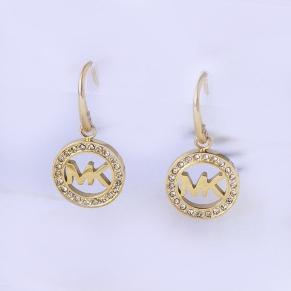 NEW Michael Kors Fulton MK Gold Earrings - Picture 2 of 15
